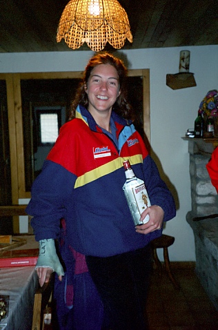 Wendy, our brave chalet host, with a small token of our appreciation