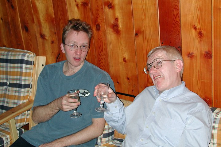 Sven's sparkling wit causes John to ingest his own chin